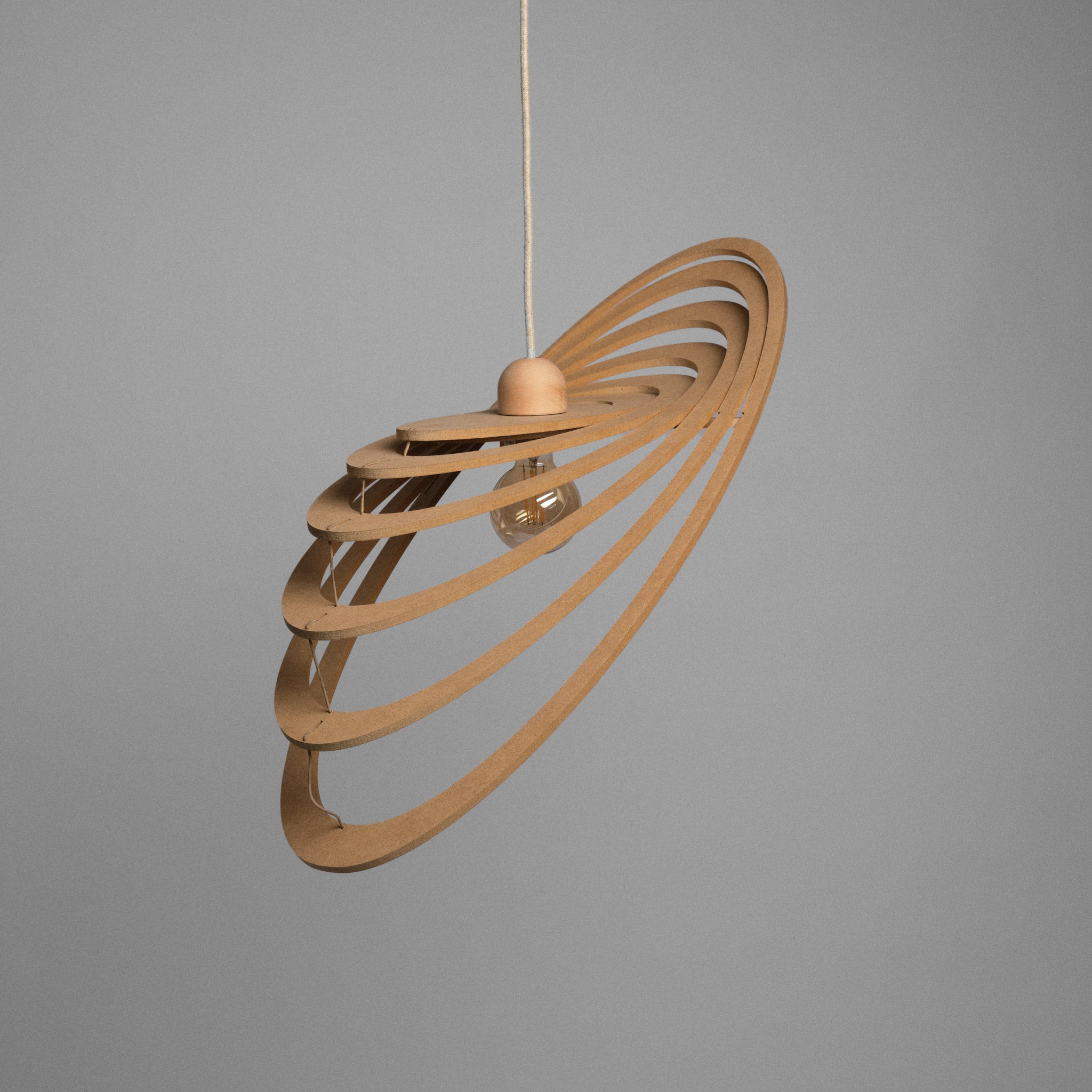 Lustră din fibre naturale de lemn Comets