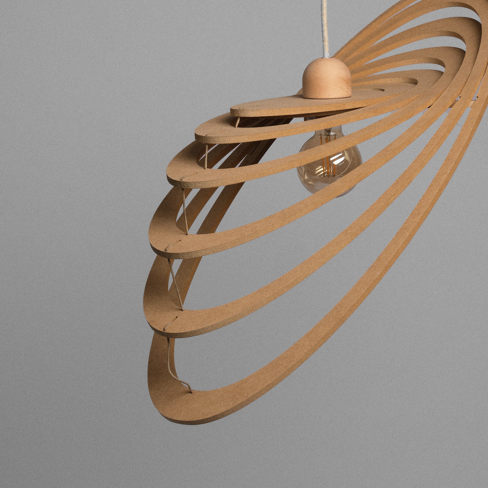 Lustră din fibre naturale de lemn Comets