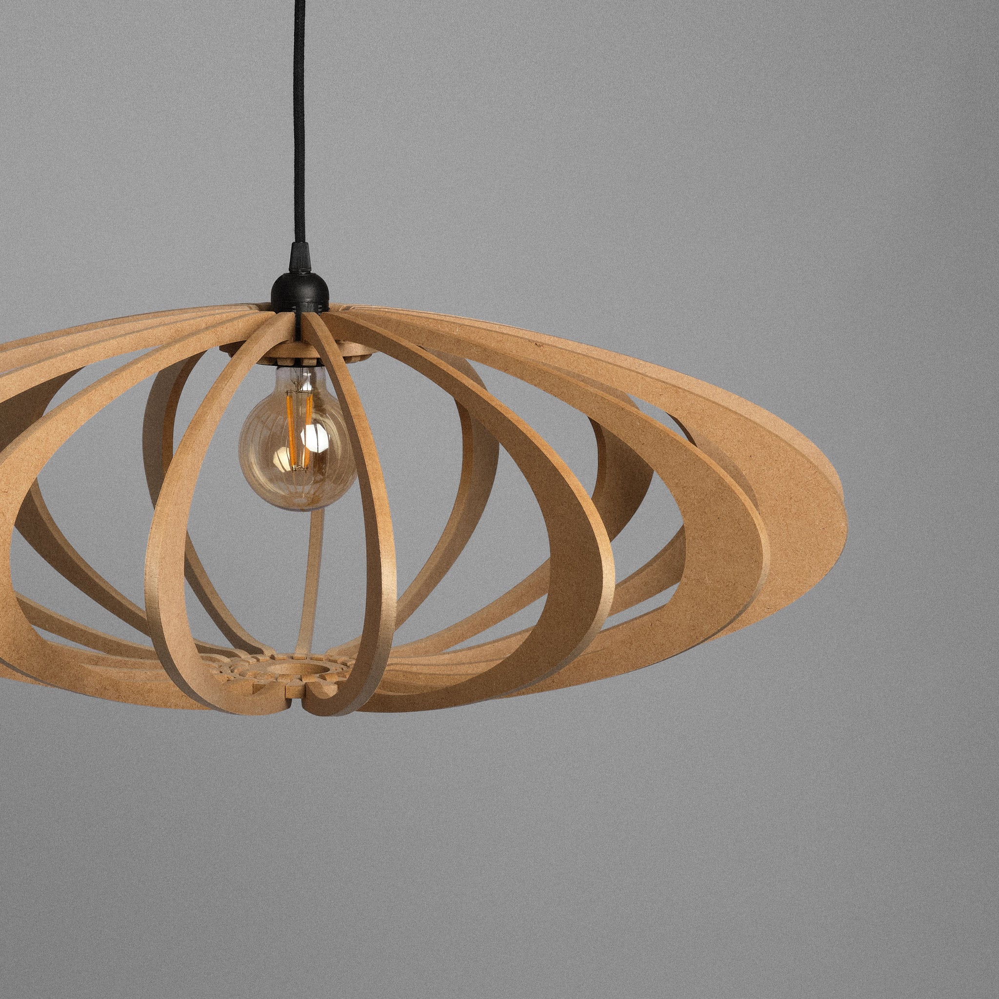 Lustră din fibre naturale de lemn Rolling