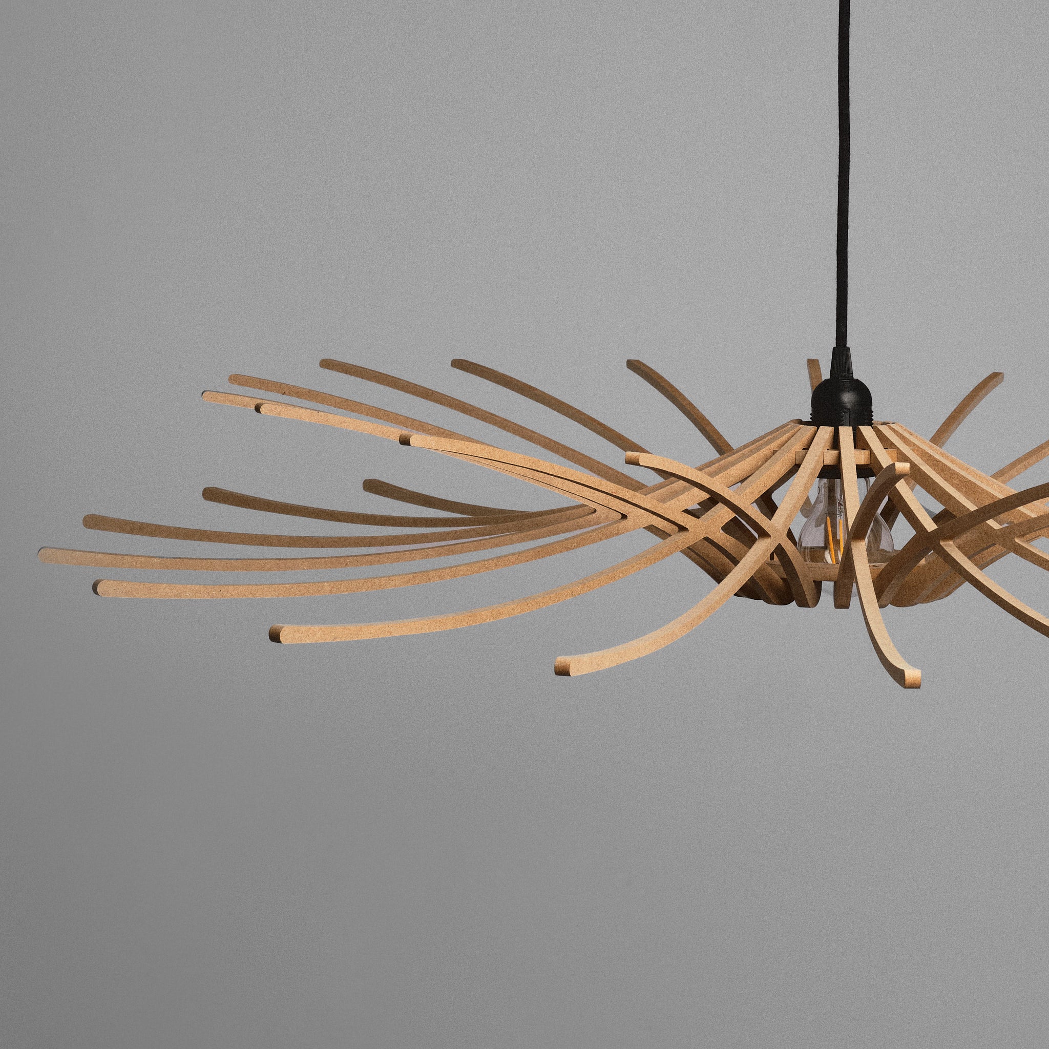 Lustră din fibre naturale de lemn Sunny