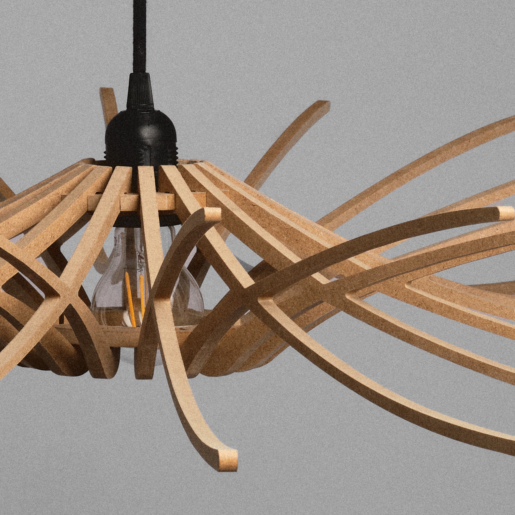 Lustră din fibre naturale de lemn Sunny