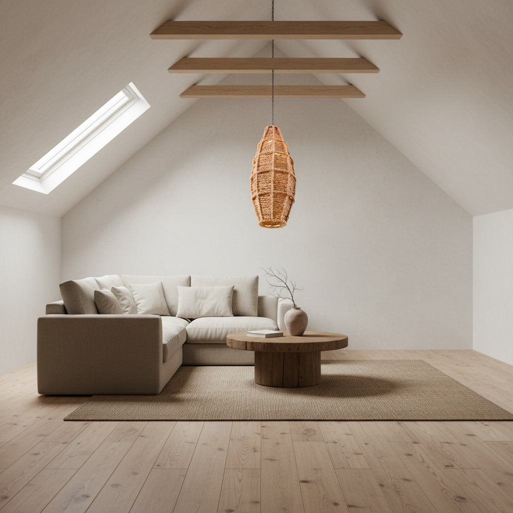 Lustră handmade din fibre naturale Ogiugo