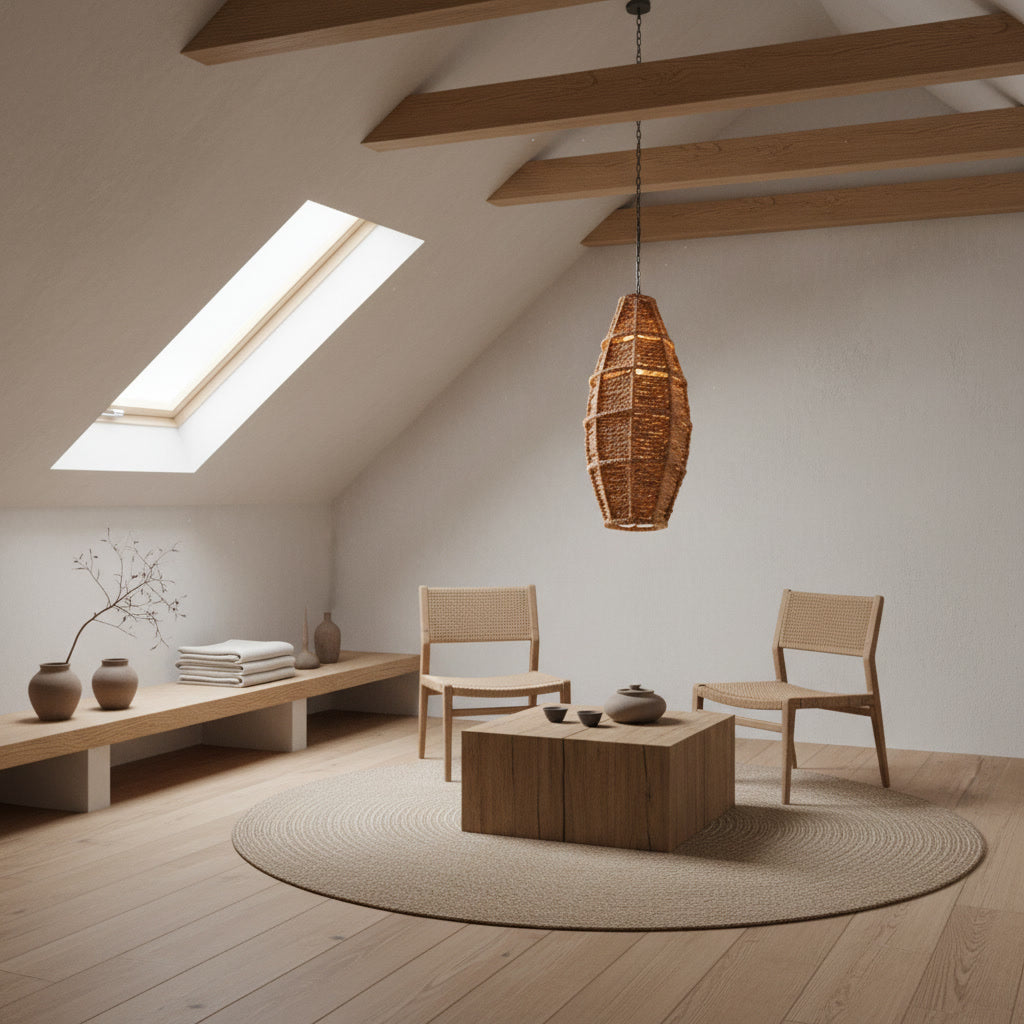 Lustră handmade din fibre naturale Ogiugo