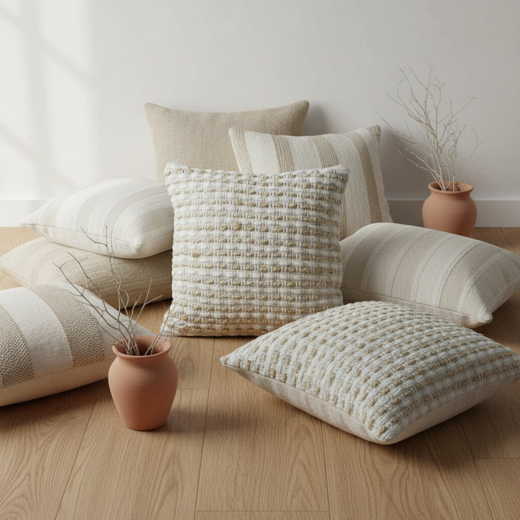 Pernă decorativă handmade din fibre naturale Arai