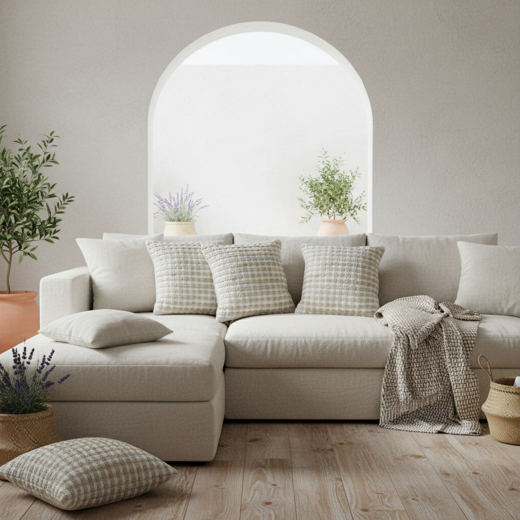 Pernă decorativă handmade din fibre naturale Arai