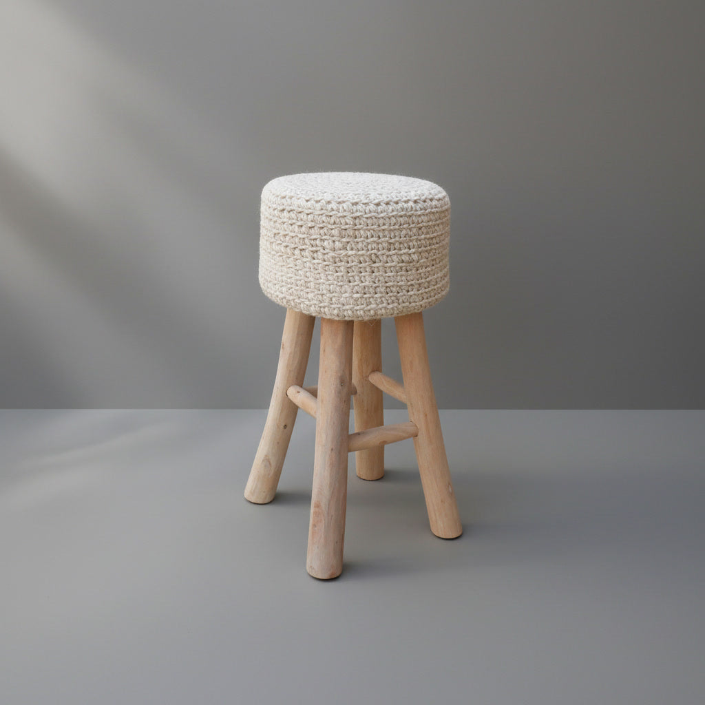 Scaun handmade din lemn și fibre naturale Atik