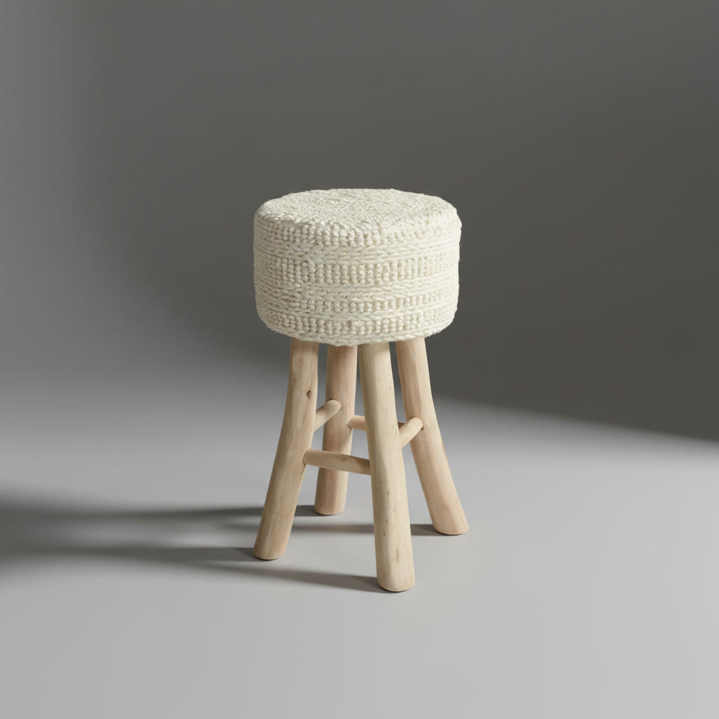 Scaun handmade din lemn și fibre naturale Laitak