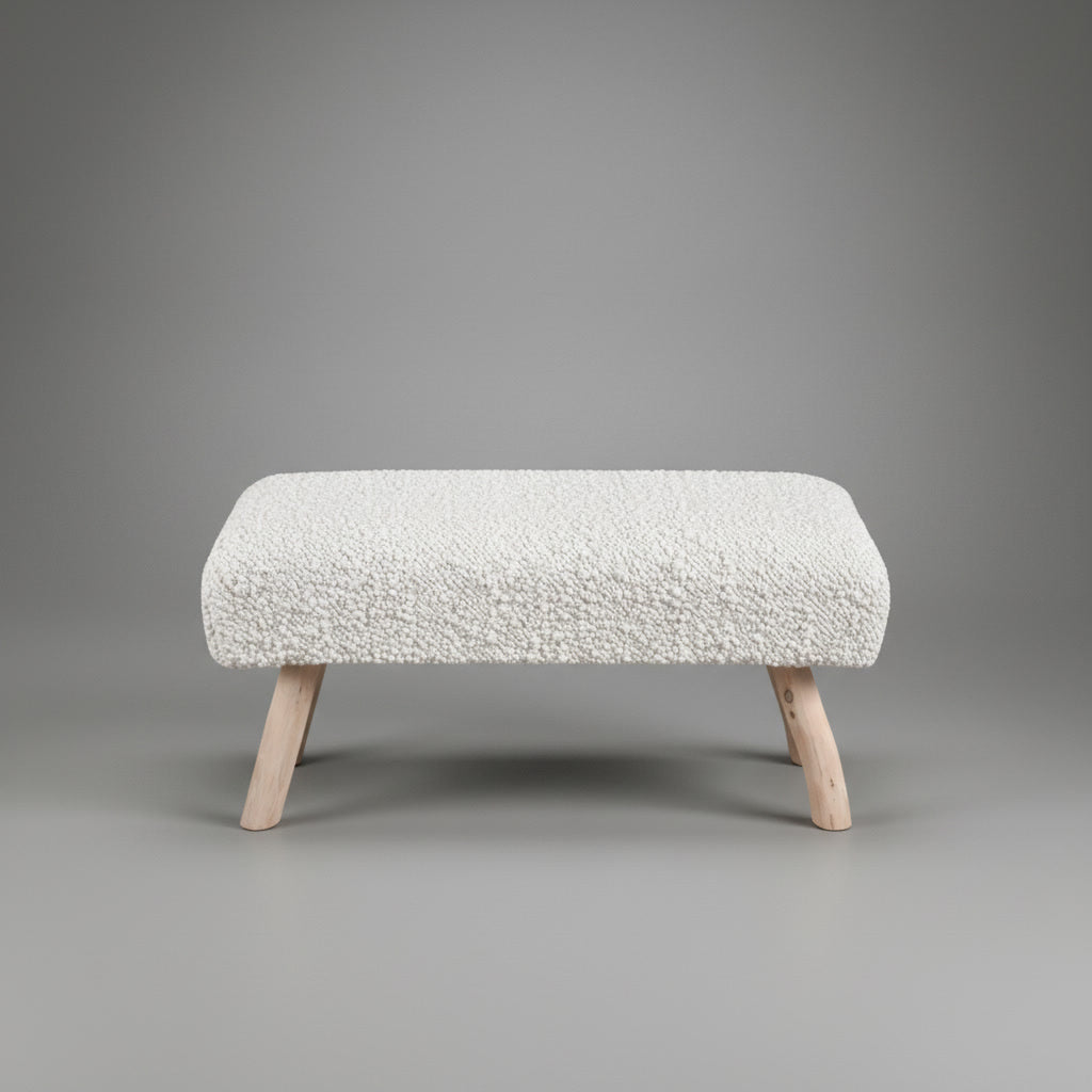 Băncuță handmade din lemn și fibre naturale Noku