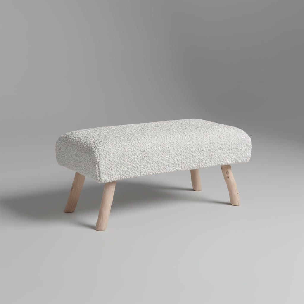 Băncuță handmade din lemn și fibre naturale Noku