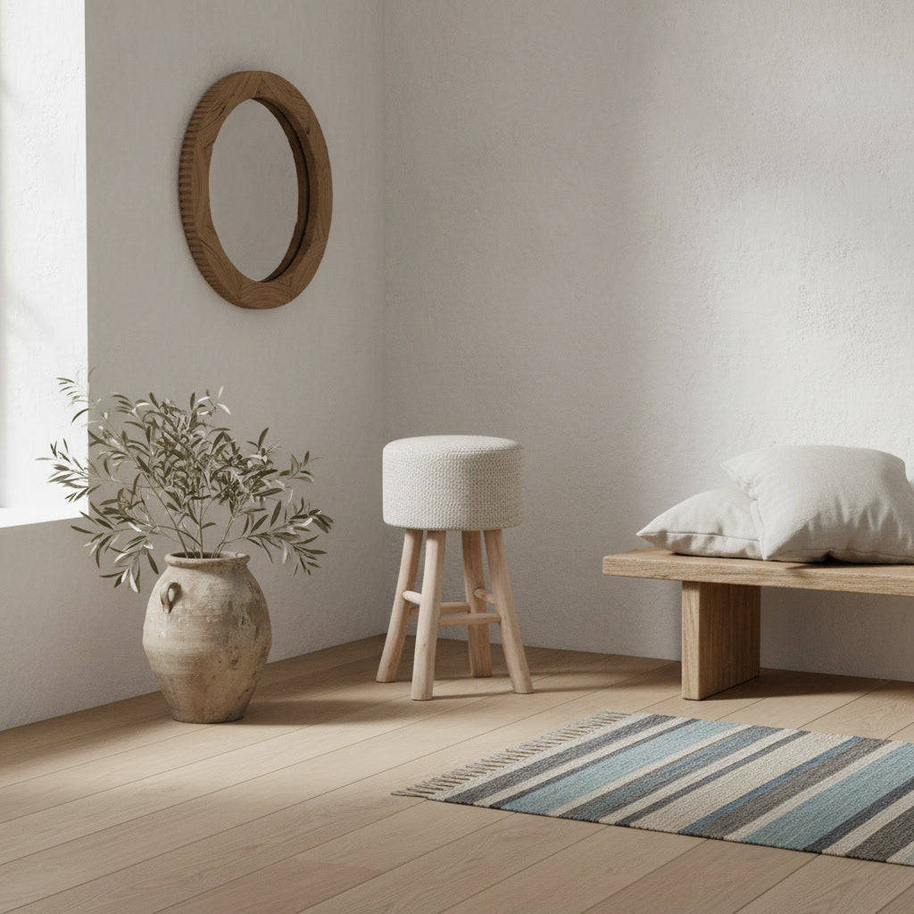 Scaun handmade din lemn și fibre naturale Tak