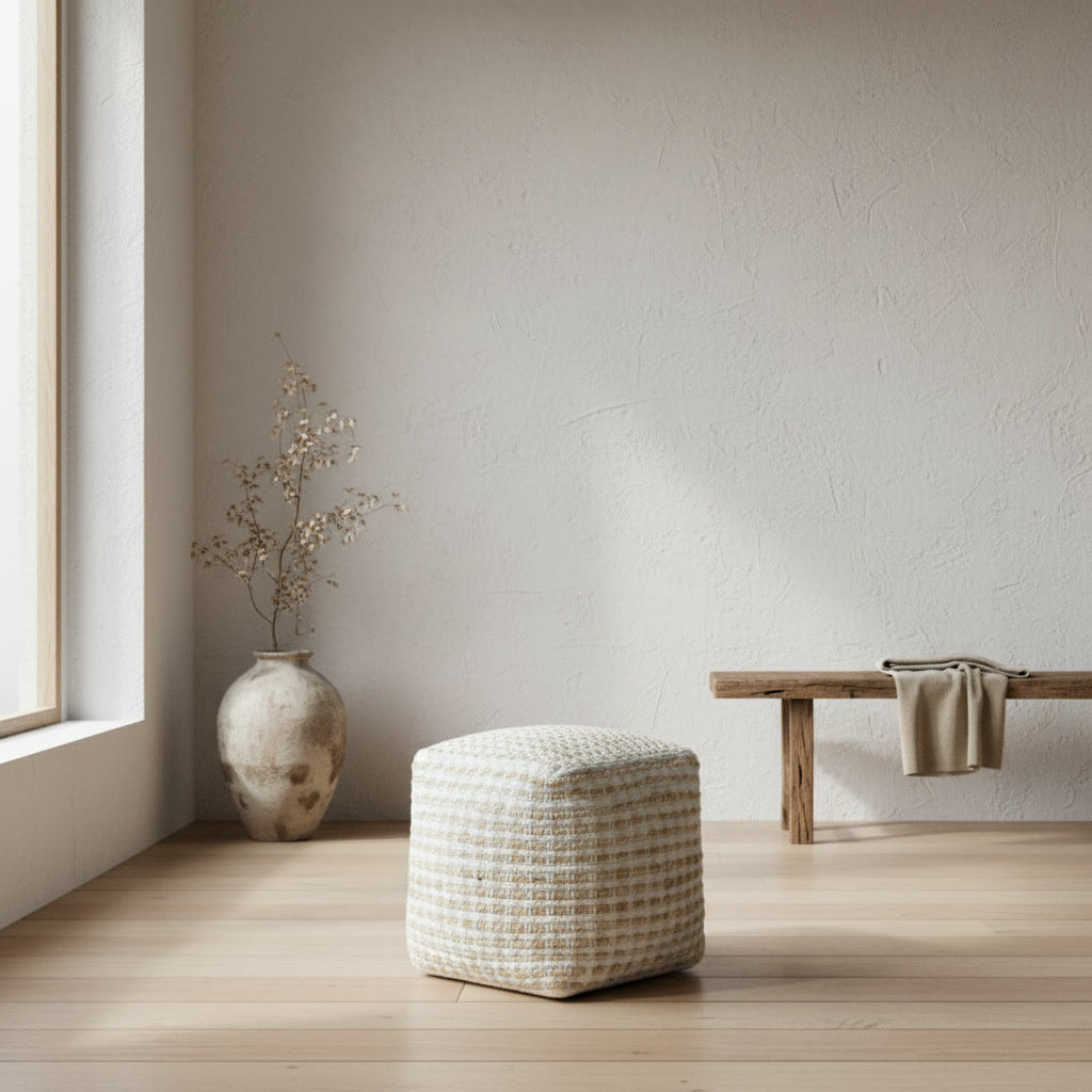 Taburet handmade din fibre naturale Mazu