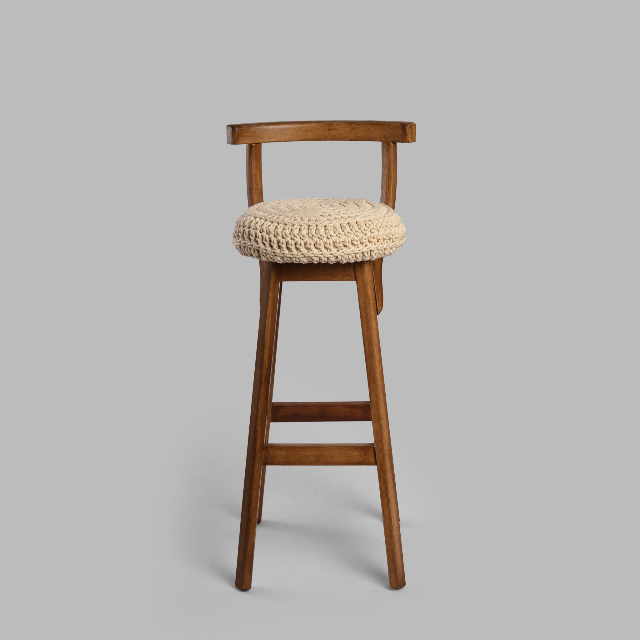 Scaun bar lemn & textil cu spătar Loft