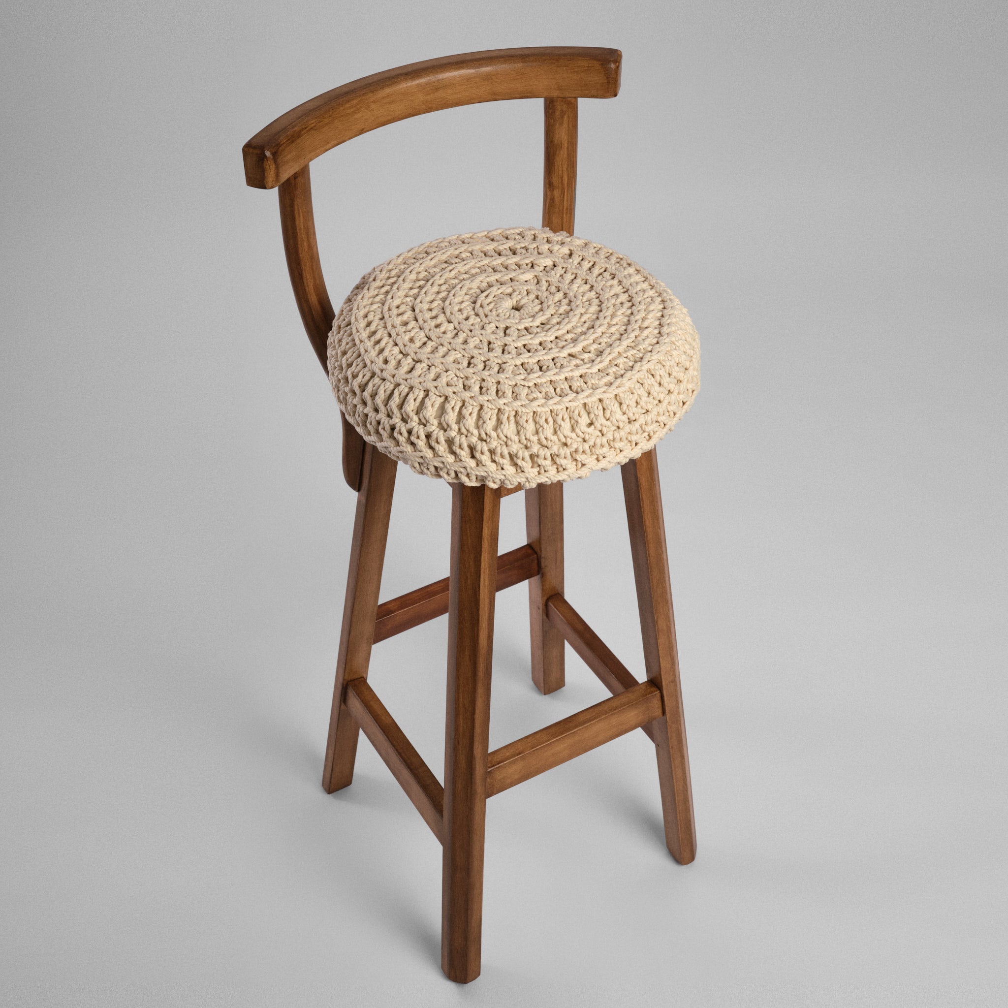 Scaun bar lemn & textil cu spătar Loft