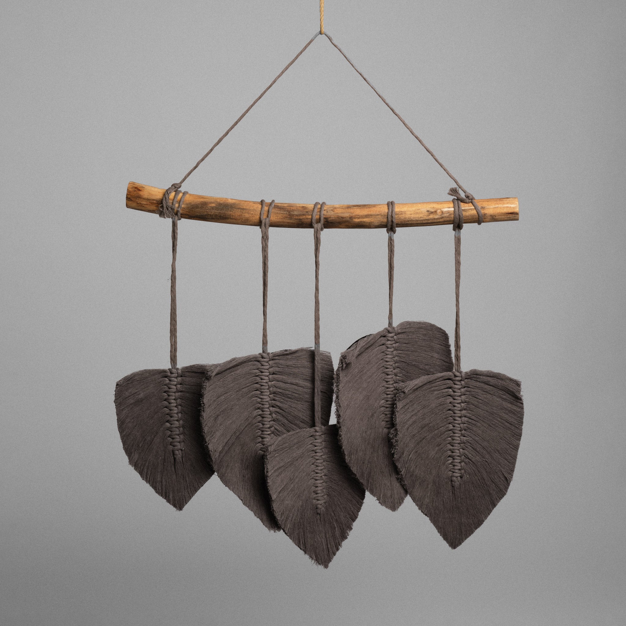 Decorațiune perete macrame handmade Leaf Gri