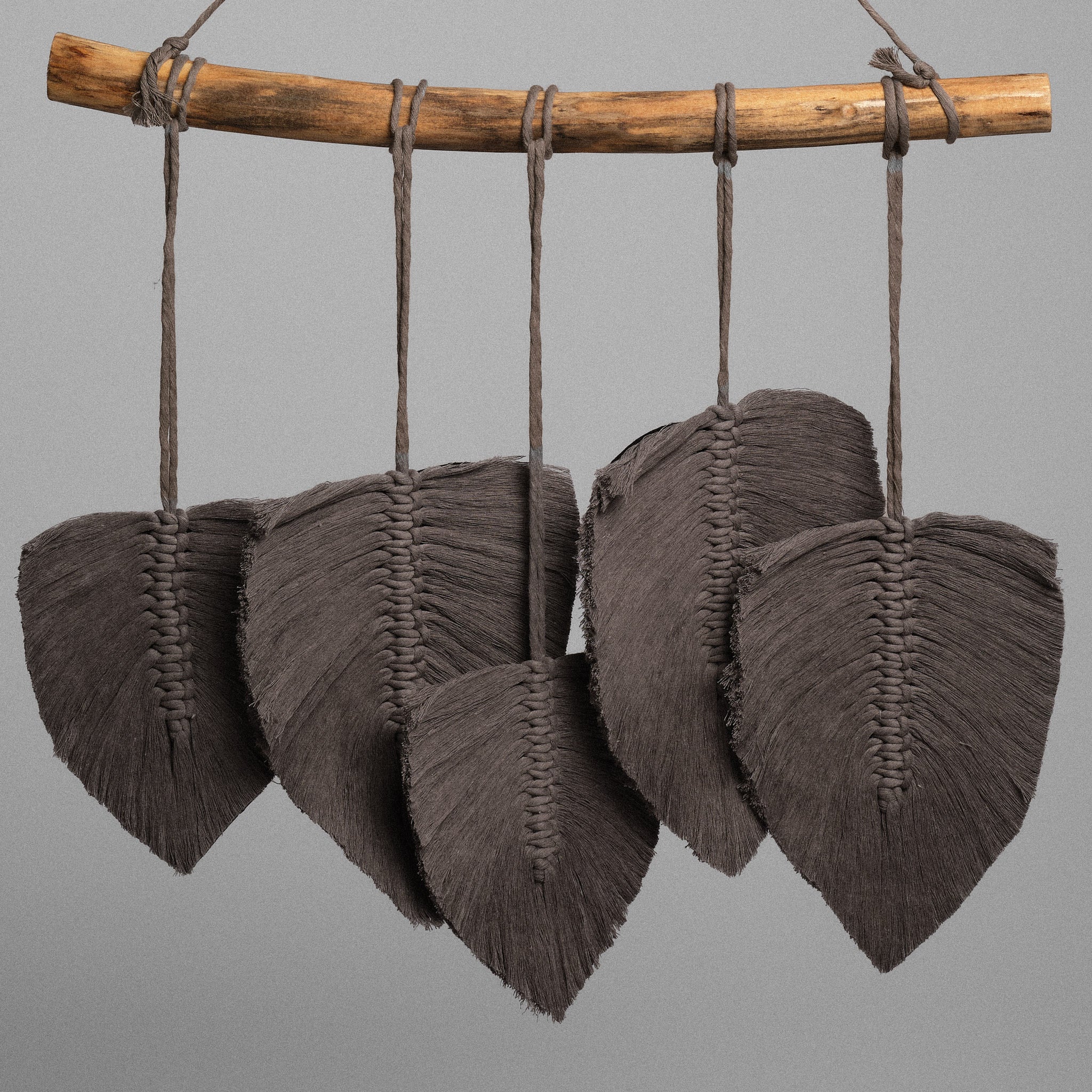 Decorațiune perete macrame handmade Leaf Gri