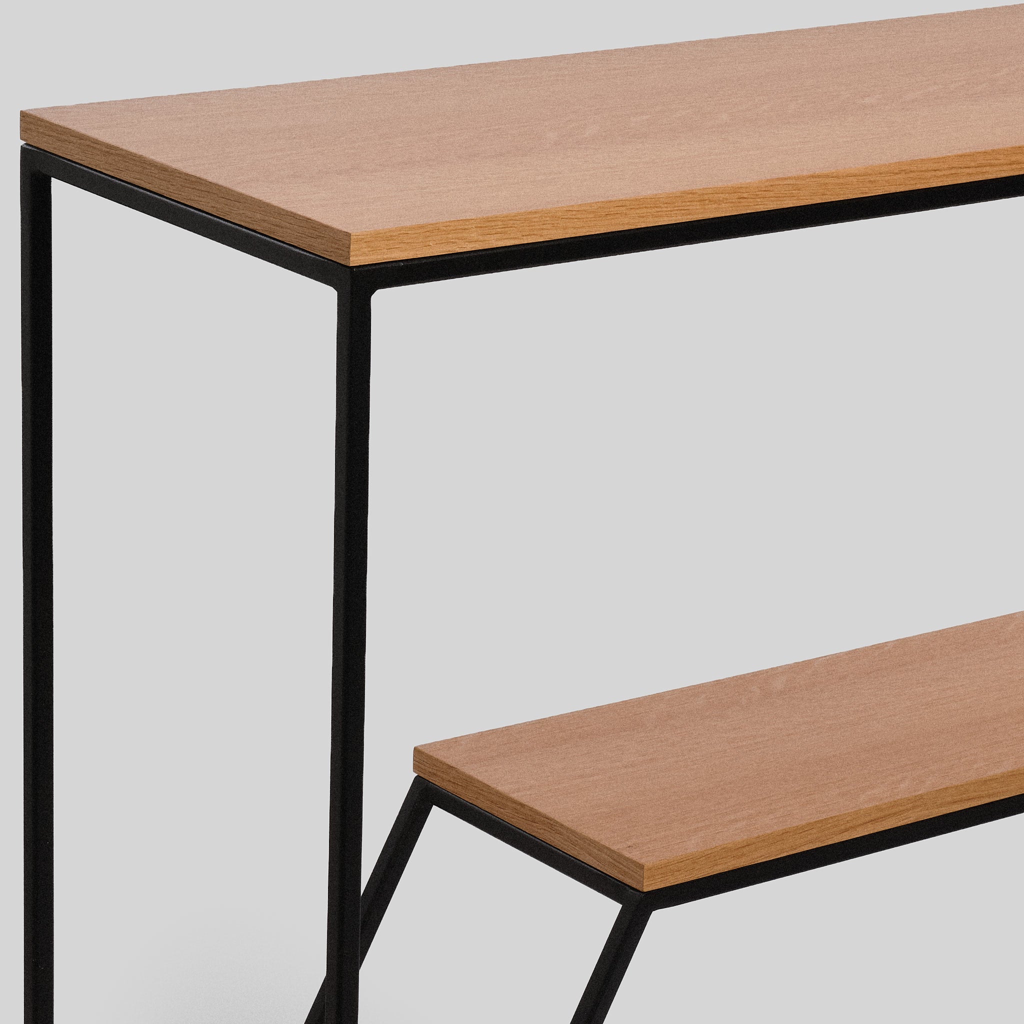 Consolă 2 piese din furnir stejar Kado