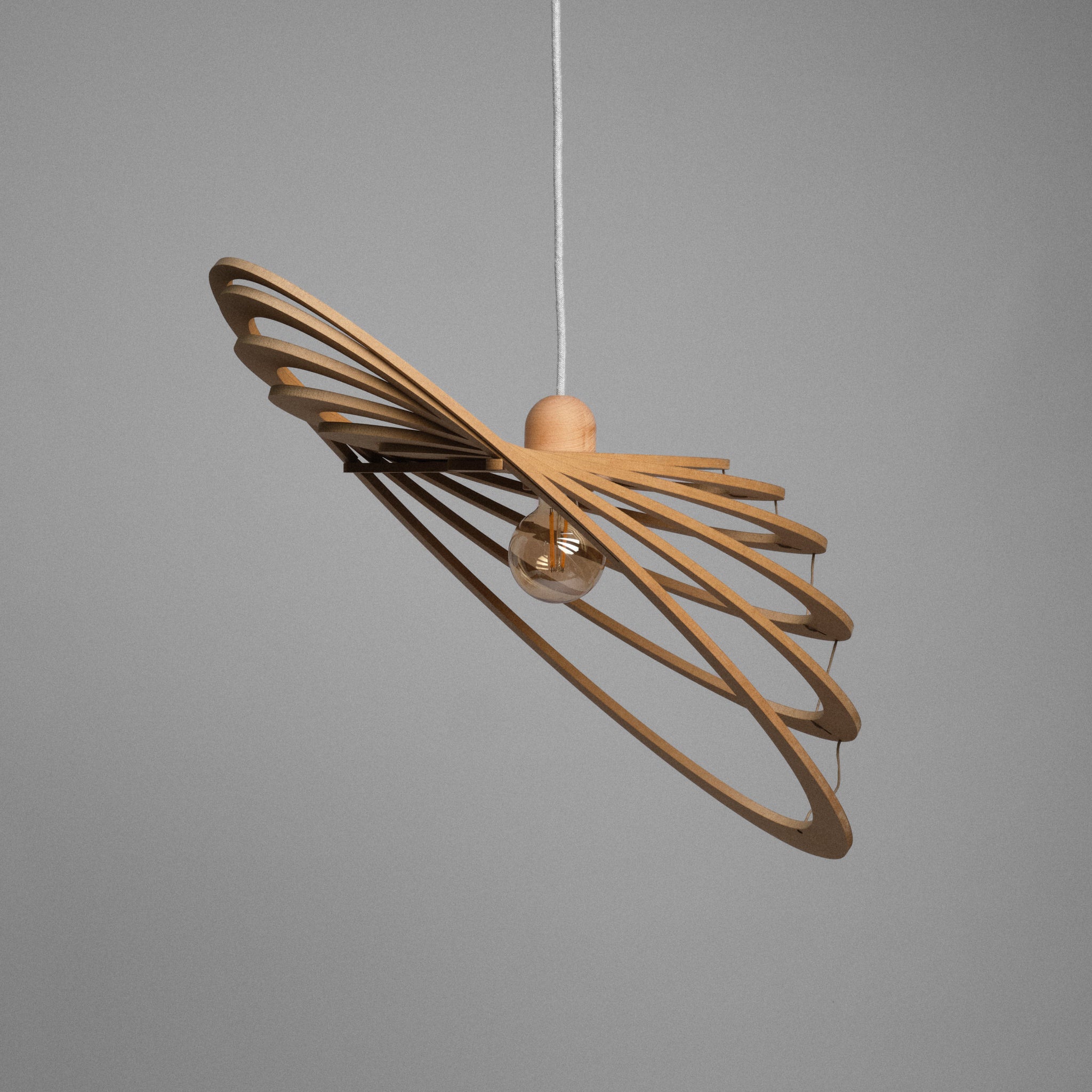 Lustră din fibre naturale de lemn Comets