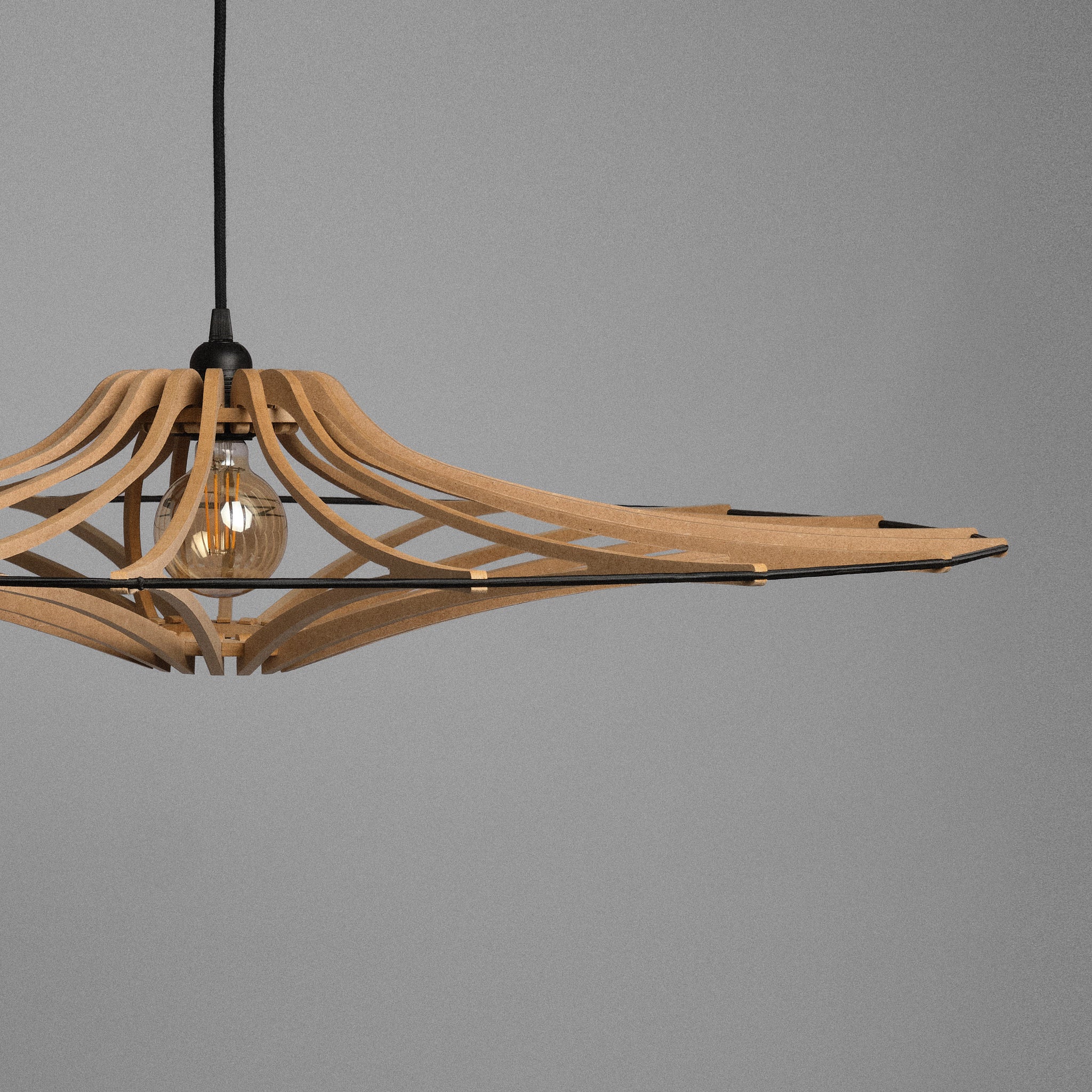 Lustră din fibre naturale de lemn Singing