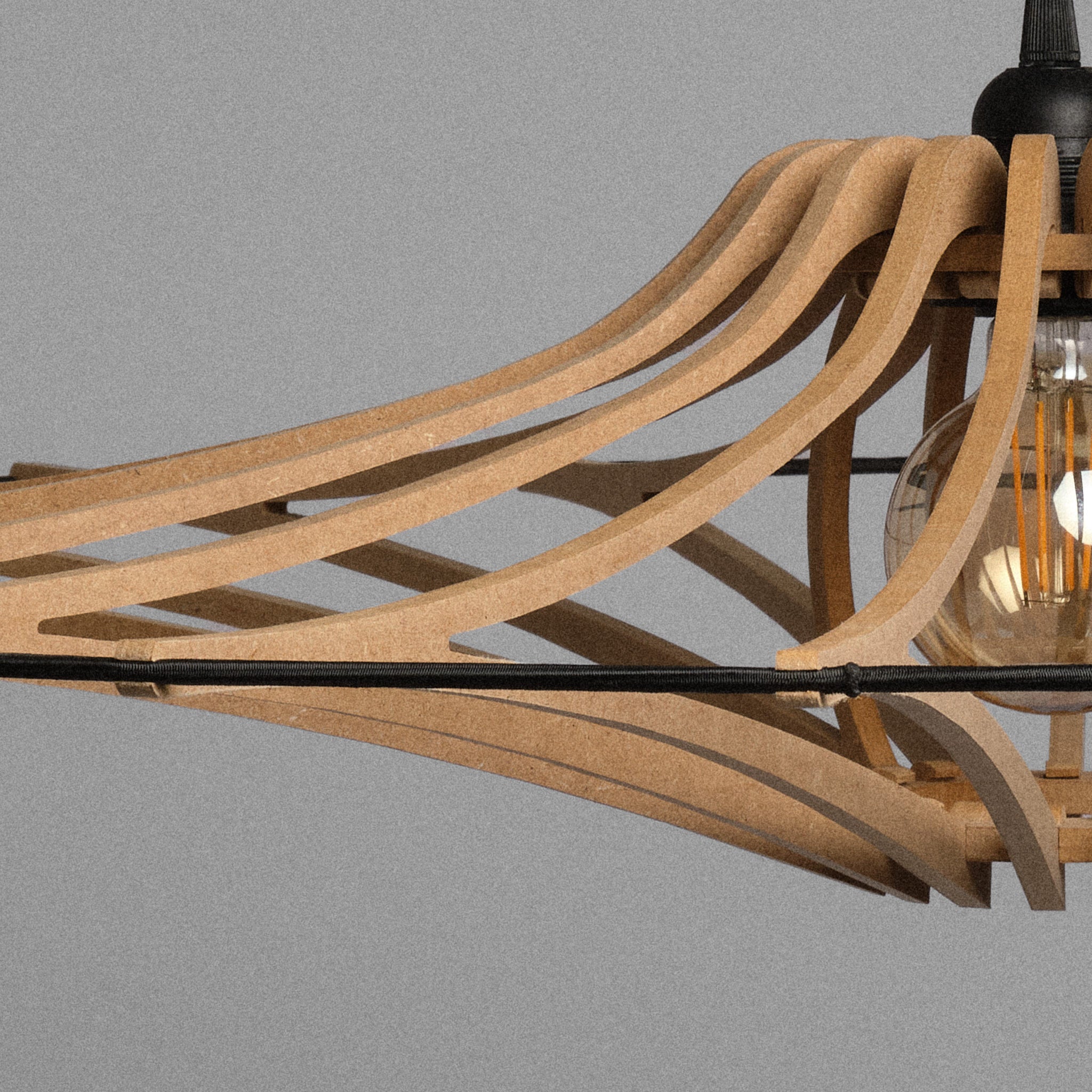 Lustră din fibre naturale de lemn Singing