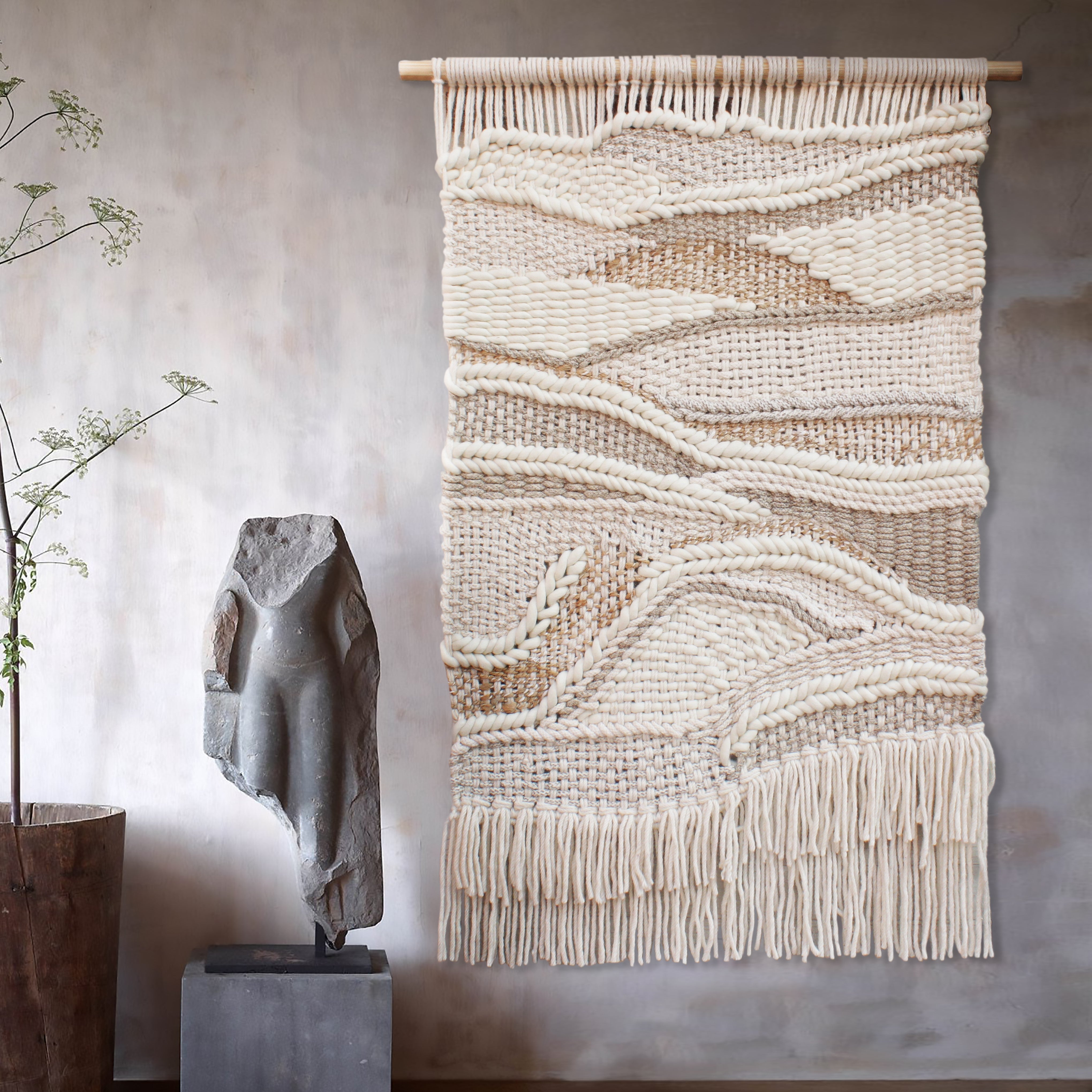 Decorațiune perete handmade din fibre naturale Wala