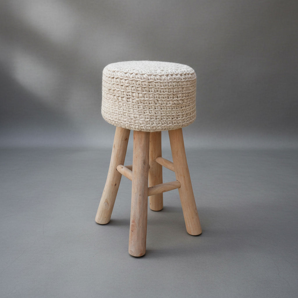 Scaun handmade din lemn și fibre naturale Atik