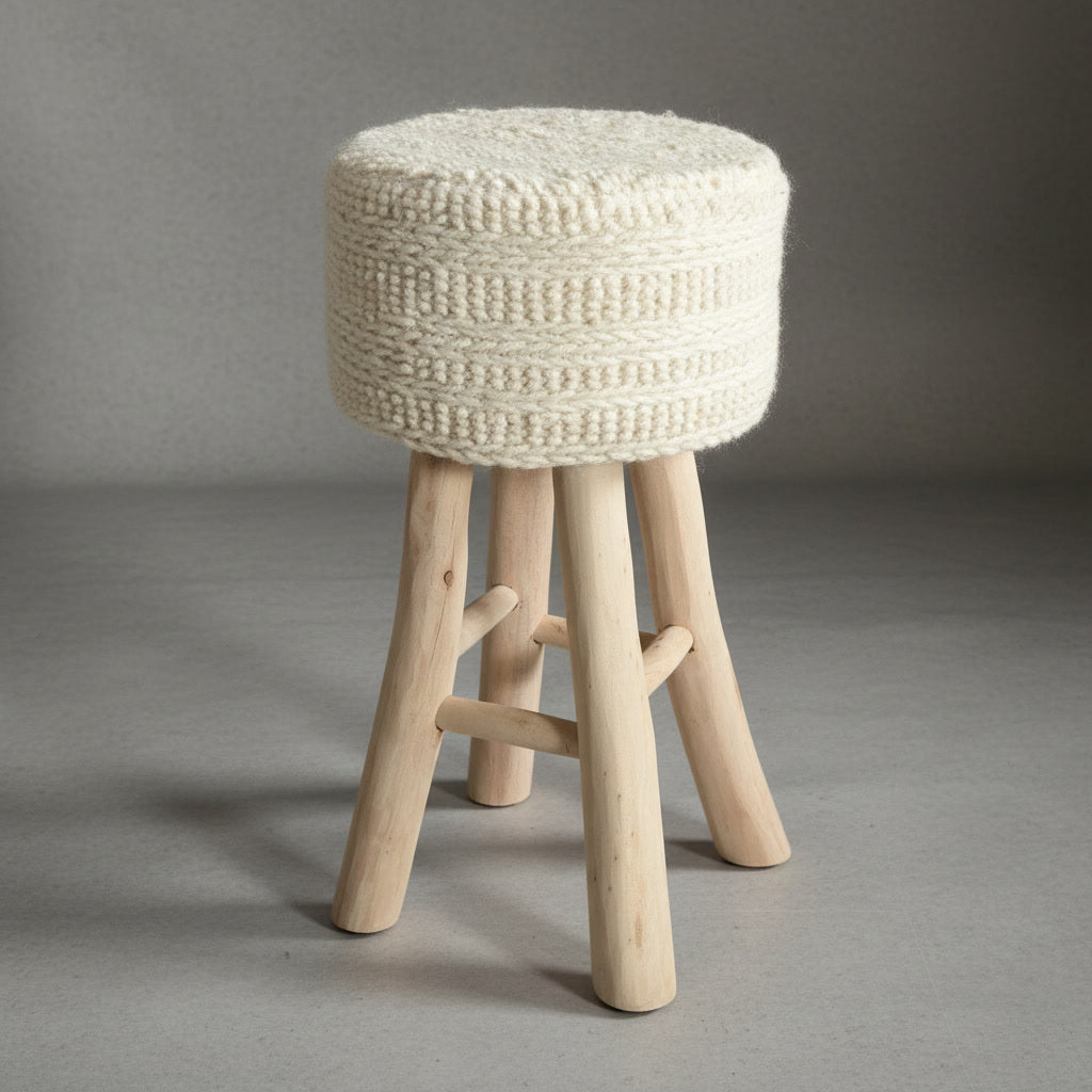 Scaun handmade din lemn și fibre naturale Laitak