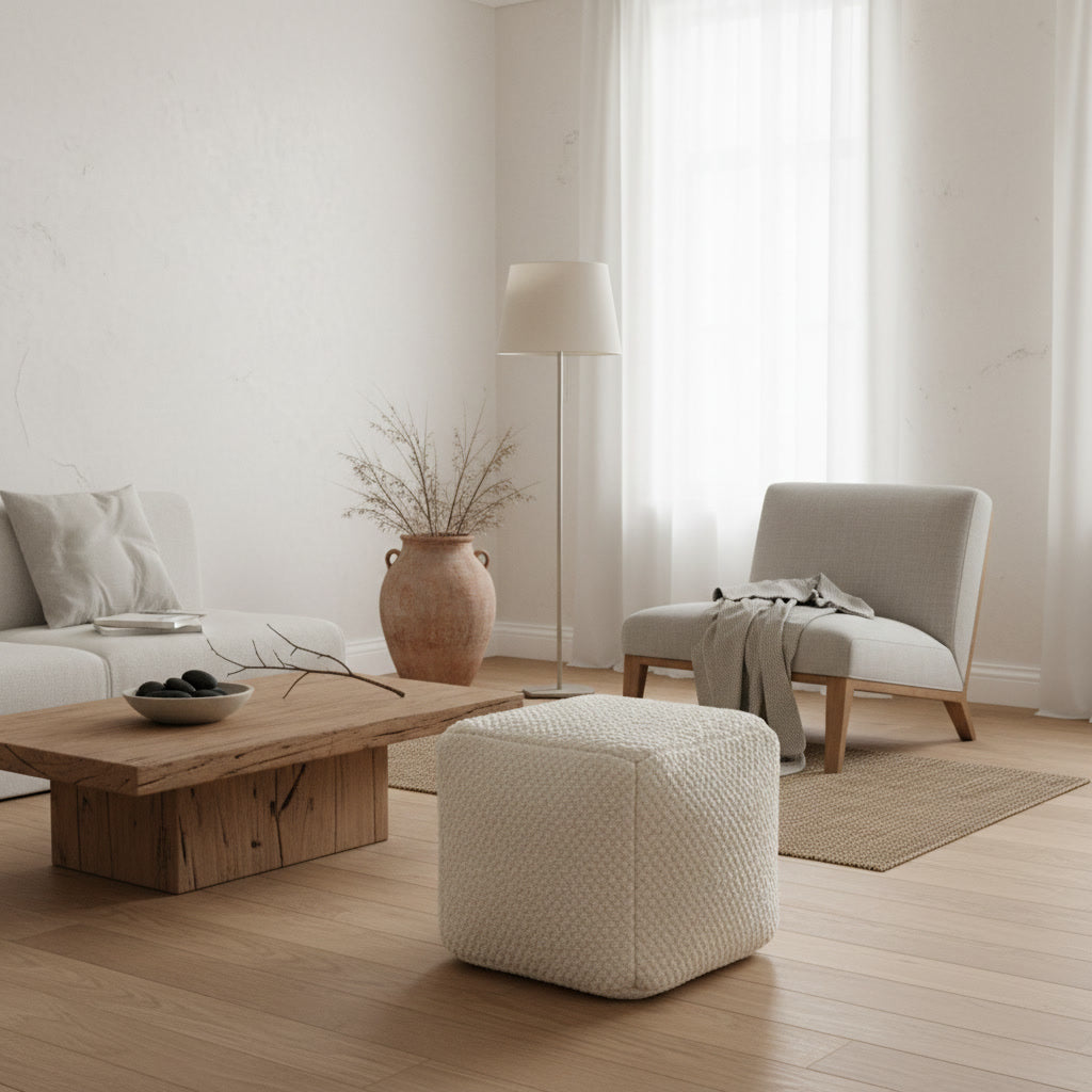 Taburet handmade din lână Lush