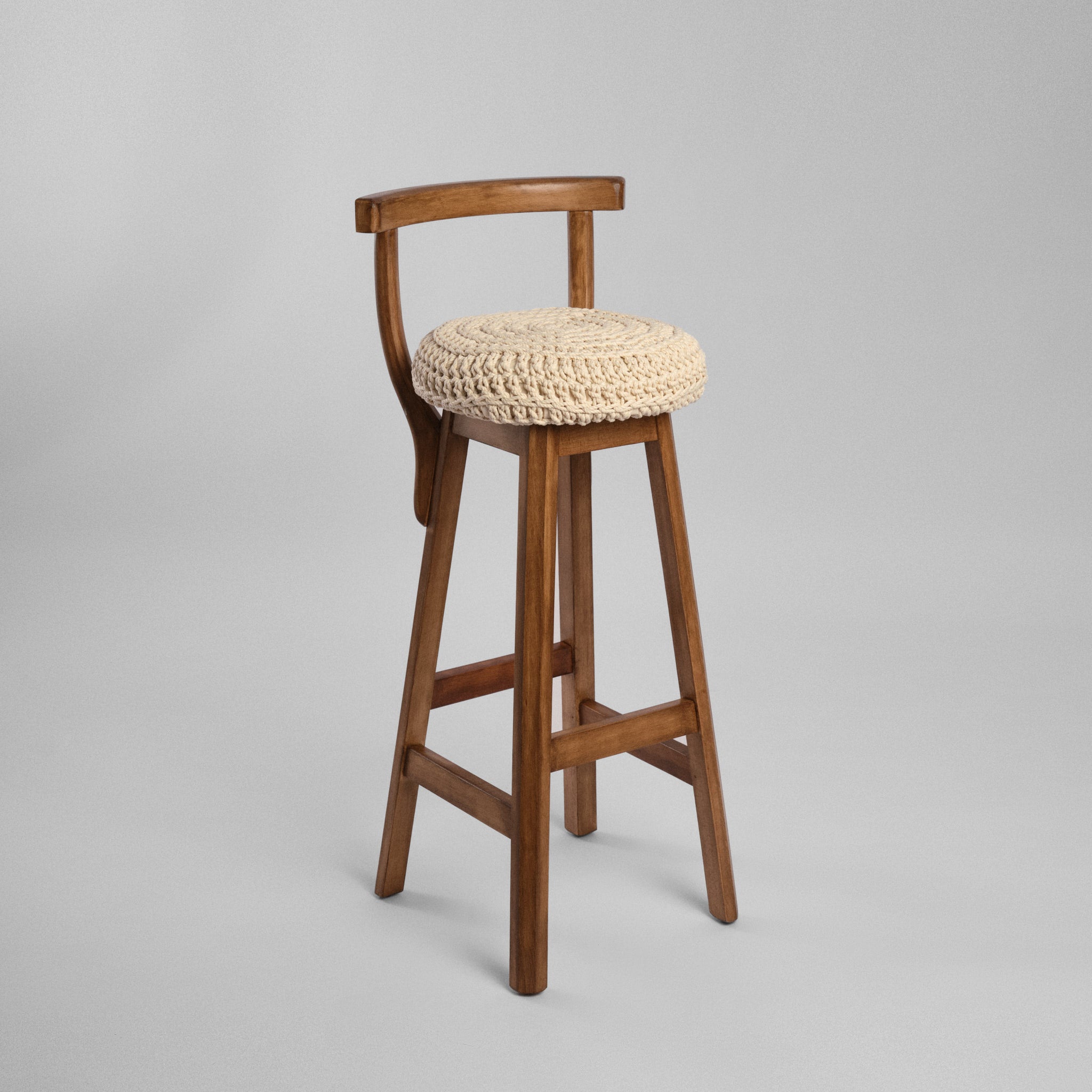 Scaun bar lemn & textil cu spătar Loft